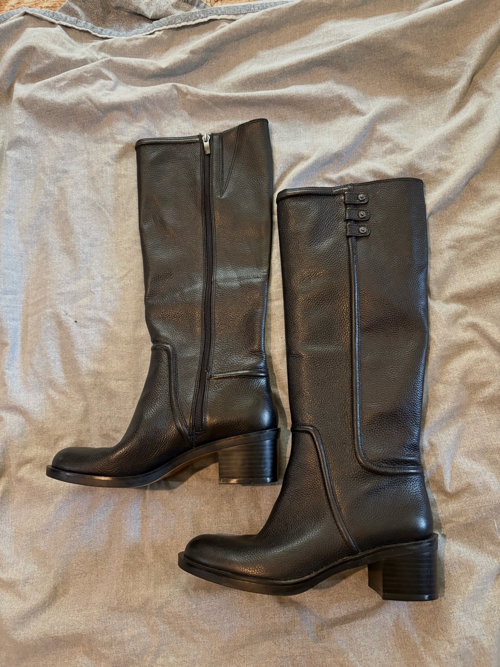 Enzo Angiolini Black Leather Riding Boots Sz 7.5